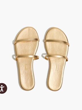 TKEES Metallic Gold Double-Strap Slide Sandals